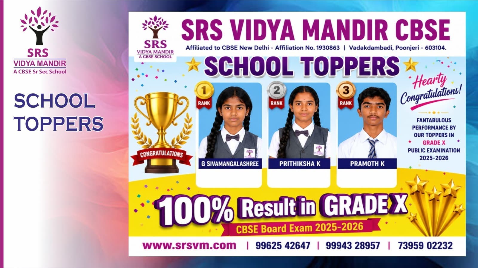 School toppers academic year 2025 - 2026